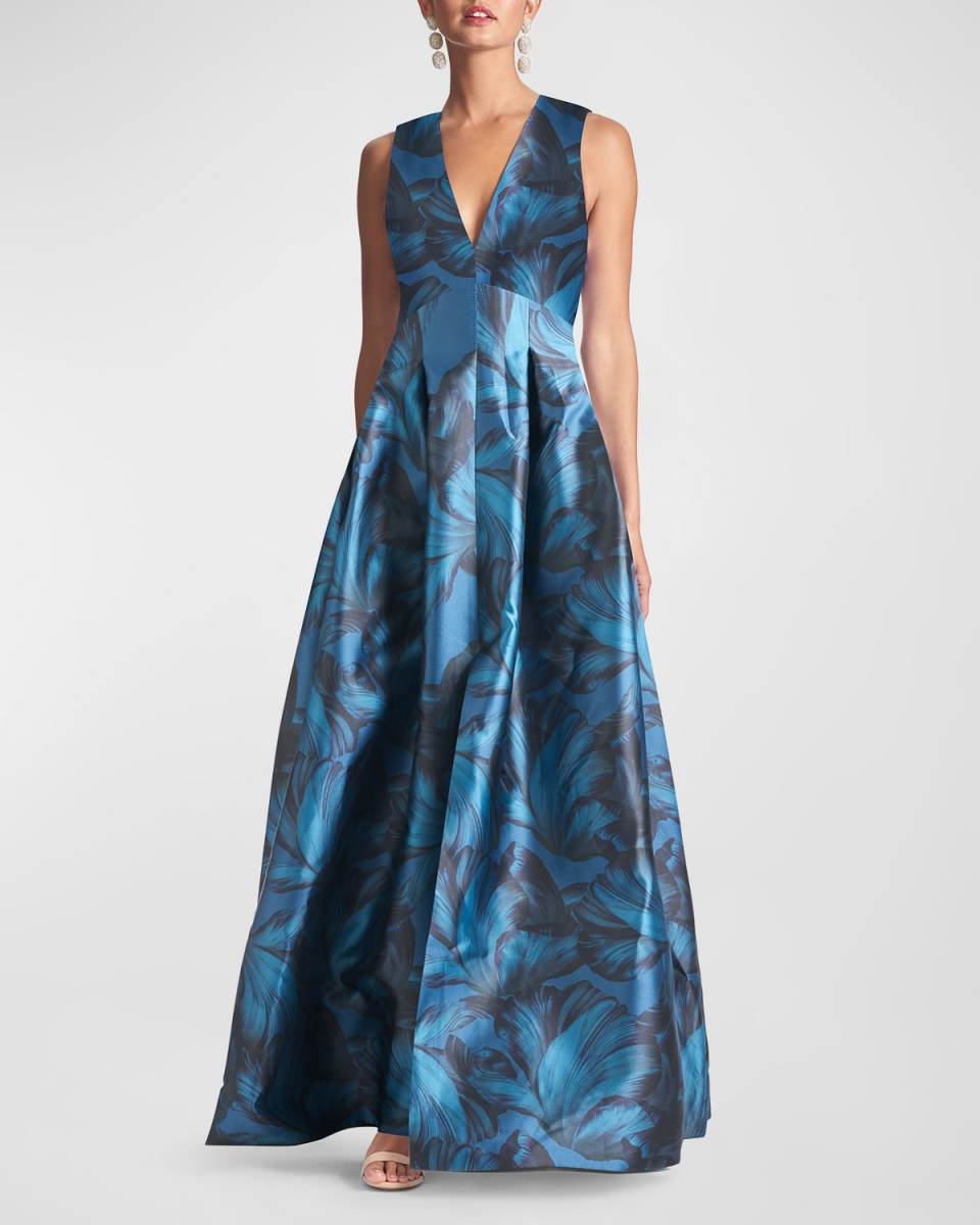 Brooke V-Neck Satin Gown